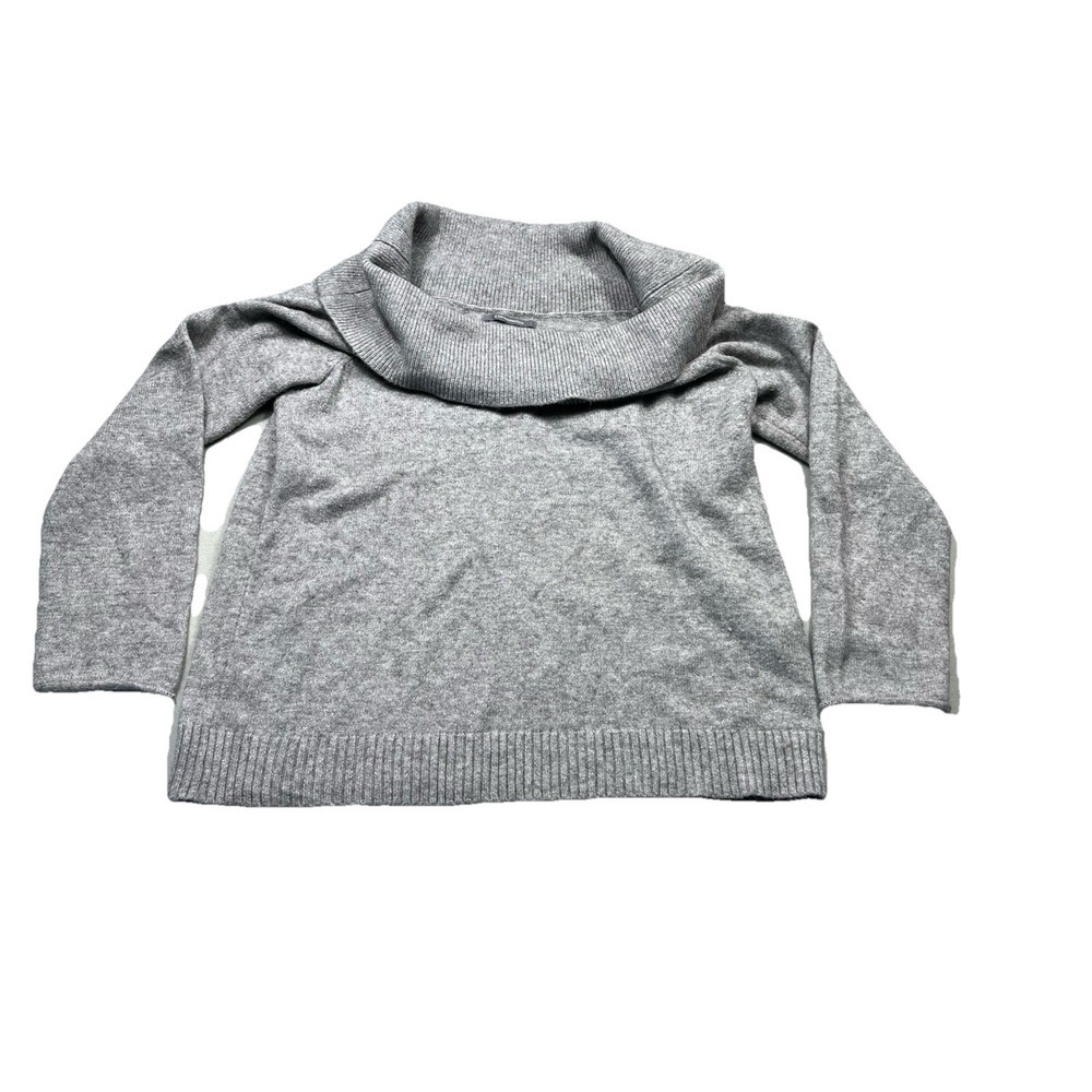Anthropologie Cowl Neck Sweater Womens Medium Gray Off Shoulder Cozy Knit